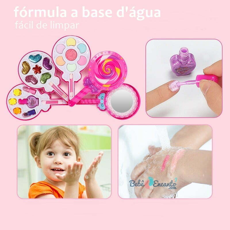 Kit Brinquedos De Maquiagem Para Crianças Menina Lavável