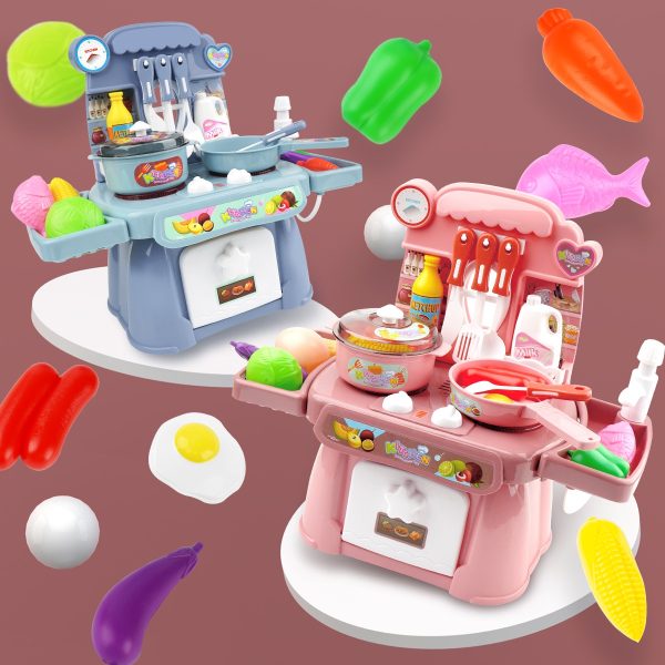 Cozinha Infantil Portátil Baby Chef com Acessórios Azul e Rosa