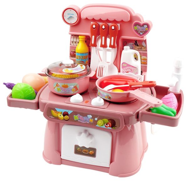 Cozinha Infantil Portátil Baby Chef com Acessórios Rosa Padrão