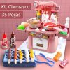 Cozinha Infantil Portátil Baby Chef com Acessórios Rosa Padrão Churrasco