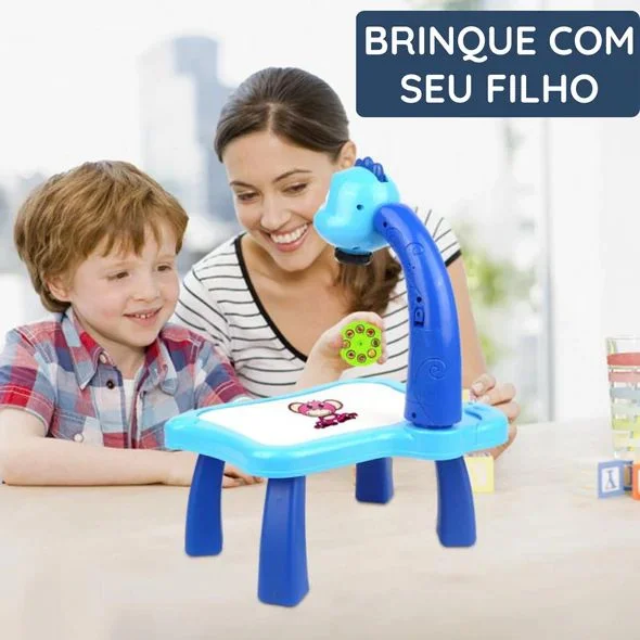 Mesa projetor infantil de desenho dinossauro (rosa)