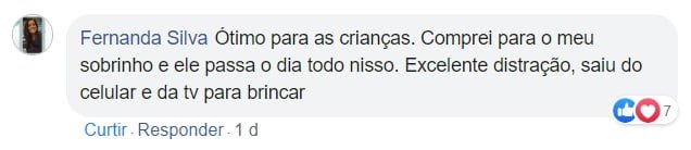 Comentário de cliente sobre a Mesa Mágica para Desenhos SuperKids