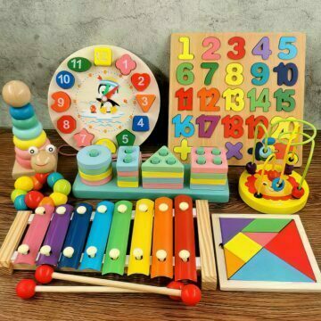 Vários tipos diferentes de Brinquedos Educativos 3D Montessori Em Madeira