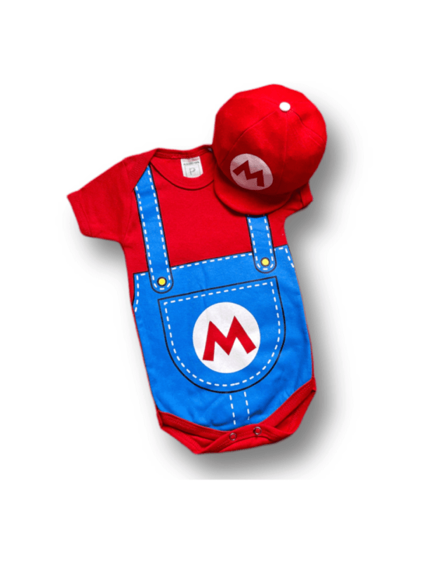 Kit Body Super Mario com Boina Divertida - Bebê Encanto