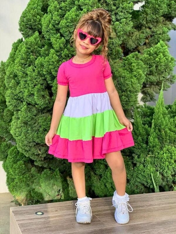 Vestido Infantil - Multicolorido - Elegante e Casual - Bebê Encanto