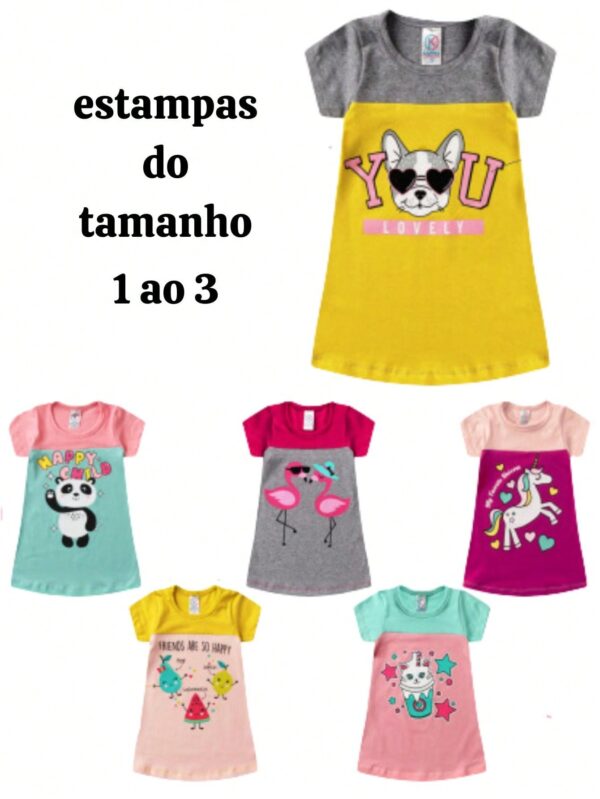 Vestidos Infantil - Confortável - Estampa Multicolorida - Bebê Encanto