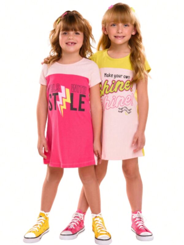 Vestidos Infantil - Confortável - Estampa Multicolorida - Bebê Encanto