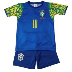 Conjunto Futebol Infantil Brasil - Azul Camisa e Bermuda - Bebê Encanto