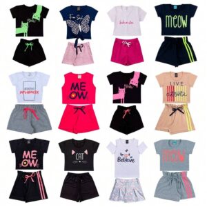 Conjunto Menina Sortido - 4 Blusas + 4 Shorts - Promoção - Bebê Encanto