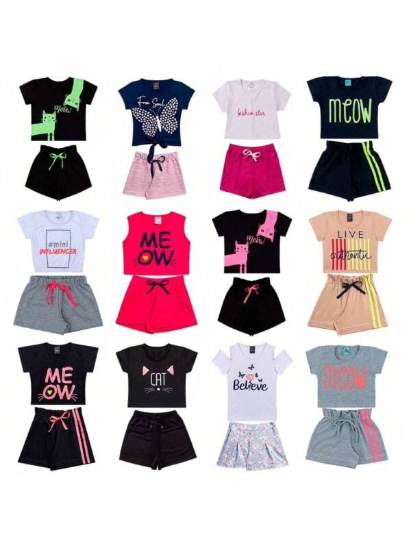 Conjunto Menina Sortido - 4 Blusas + 4 Shorts - Promoção - Bebê Encanto