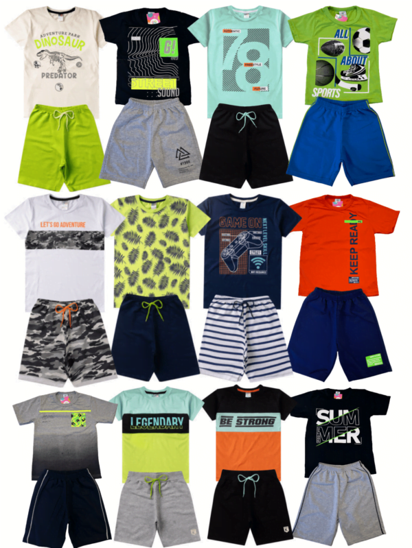 Conjunto Infantil Brilho Encantador - 5 Camisetas + 5 Bermudas - Bebê Encanto