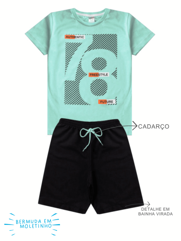 Conjunto Infantil Brilho Encantador - 5 Camisetas + 5 Bermudas - Bebê Encanto